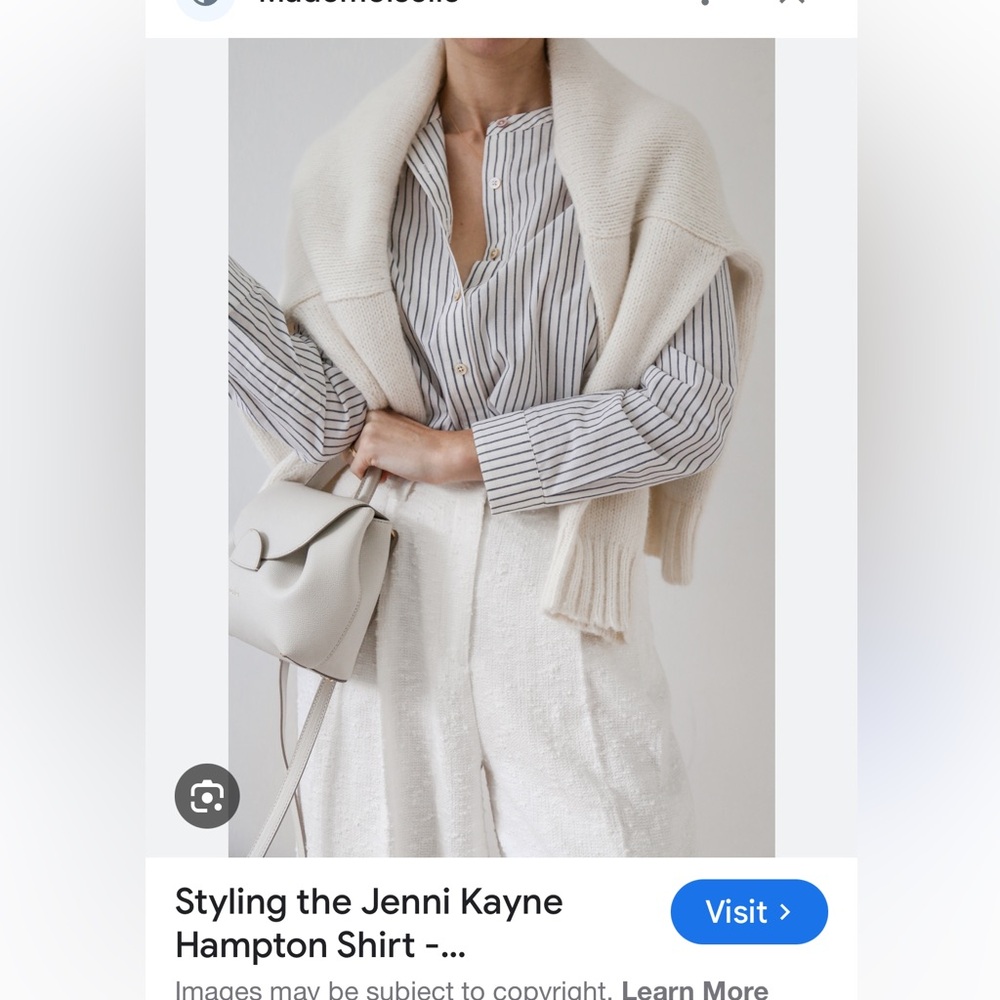 Jenni Kayne Hampton henley button blouse Ivory/Navy striped, Medium